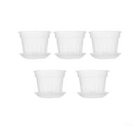 Hasaller 5pcs Orchid Planting Pot,Transparent Plastic Plant Pots with Tray(XL)