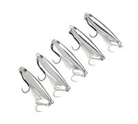 Hasaller 5pcs Silver Metal Jig Crankbait Spoon Lures 10g-40g for Bass Trout Sea Bass Saltwater or Freshwater Fishing Suitable for Trolling and Distance Casting with Assorted Sizes(40g)