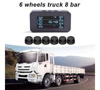 Hasaller 8 Bar Solar-Powered Tire Pressure Monitoring System with 6 External Sensors for RVs Trucks and Motorhomes ABS Housing Built-in Clock and Fatigue Reminder