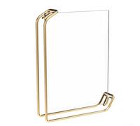Hasaller Acrylic Rose Gold Picture Frame Double Sided Menu Display Stand Table Sign Metal Holder for Horizontal and Vertical Photo Frame(Gold)