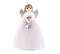 Hasaller Angel Topper Christmas Tree Decorations Fairy For Top of Christmas Tree Angel Christmas Tree Topper 26 * 15cm Christmas Tree Angel Topper with Wing Christmas Decorations(Light Gray)