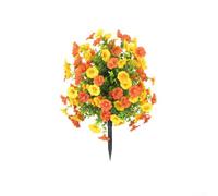Hasaller Artificial Morning Glory Ball Trees UV Resistant Faux Bushes Shrub Outdoor Faux Plant Realistic Fake Topiary Ball Plant Standing Decoration with Ground Spike for Garden Patio Home Office