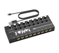 Hasaller Audio Mixers 6 8 Channel Line Mixers Stereo Mini Audio Mixer Au-dio Output Input Jack Stereo Au-dio Mixer for Microphone Guitar Bass XLR Interface(8 Channel)