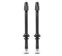 Hasaller Bike Tubeless Tires Valve Stem 2Pcs Aluminum Alloy Tubeless Tire Valve Stems 80MM for Presta Valve Mountain Road Bike Bicycle with Removable Cover O-Ring Lock Nut Round Rubber Base(Black)
