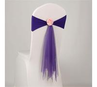 Hasaller Chair Sashes 10Pcs 41x15cm Organza Chair Sashes Wider Fuller Cover Party Decoration Bow Sashes Bowknot Elastic Chair Covers for Celebration Events Party(Purple)