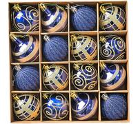 Hasaller Christmas Balls 16Pcs 6Cm Shatterproof Plastic Xmas Holiday Hanging Bauble Decoration Hand Painted Glitter Christmas Tree Bauble Decoration for Home Decoration(Royal Blue)