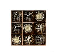 Hasaller Christmas Baubles 9Pcs Christmas Shatterproof Bauble Set Christmas Tree Decorations Ball Ornaments Glitter Balls Christmas Ball Ornaments Set Xmas Hanging Decor Holiday Decor(Black Gold)