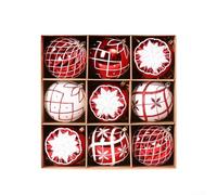 Hasaller Christmas Baubles 9Pcs Christmas Shatterproof Bauble Set Christmas Tree Decorations Ball Ornaments Glitter Balls Christmas Ball Ornaments Set Xmas Hanging Decor Holiday Decor(Red White)