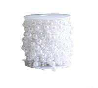 Hasaller Christmas Bead Chain 1 Roll Christmas Tree Decoration Chain 10M Long Christmas Bead Garland Decoration String Chain Hanging Pearl Beads for Home Christmas Wedding DIY Decoration(Pearl white)