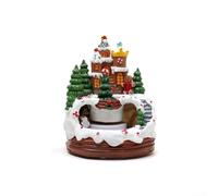 Hasaller Christmas Village Houses Battery Operated Festive Light-Up Village House Christmas Village Sets Electric Ornaments Buildings Light Up Scene Christmas Decorations(Three Roofs)