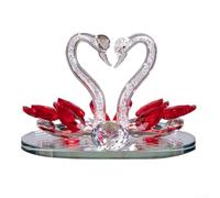Hasaller Collectible Figurines Crystal Swan Ornaments Crystal Swan Wedding for Couple Clear Figurine Ornaments Swan Crystal Ornaments Home Decoration Crafts Crystal Decoration(Red)