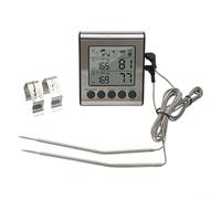 Hasaller Digital Meat Thermometer with Dual Probes and Backlit LCD Display HILOW Alarm for BBQ Grill Baking Candy Brewing -50C to Silver Black(double probe)