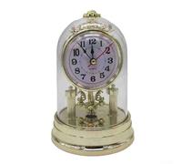 Hasaller European Retro Style Living Room Clock Antique Silent Table Desktop Rustic Mantel Farmhouse Clock for Bedroom (Gold)