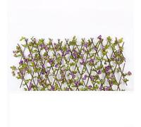 Hasaller Faux Fence Foliage Outdoor Wooden Fence,Expanding Trellis Artificial Rose Flower Garden Wall (Purple)