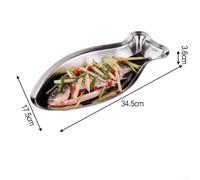 Hasaller Fish-Shaped Stainless Steel Serving Platter for Sushi Fruits Cheese and Hot Foods with Heat-Resistant Construction and Concave-Convex Fishtail Design Silver Finish 316 Grade(S)
