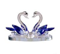 Hasaller for CRYSTAL Double Swan Ornaments Decorative for CRYSTAL Swan Figurine Glass Swan Statues Tabletop Centerpiece For Couple, Glass Animal Figurines Collectibles (blue)