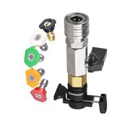 Hasaller For Karcher Pressure Washer Ball Valve M22 14mm Quick Connect with On Off Switch and 5 Nozzles 4500 PSI Brass Steel Hose Adapter Kit(14 valve black+5s)