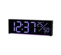 Hasaller Large Digital Wall Clock with Big LED Display RGB Color Changing for Living Room Bedroom Kitchen Office Holiday Gifts for Seniors 28 x 9 x 3 cm Black White(black)
