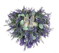 Hasaller Large Lavender Heart Wreath Artificial Flower Arrangement with Lifelike Silk and Plastic Blooms for Wedding Party Valentine Home Wall Door Decoration 42cm