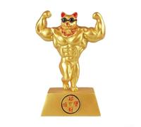 Hasaller Lucky Cat Statues Muscular Arm Lucky Cat Figurine Golden Resin Chinese Cats Door Hanging Decoration Welcoming Good Luck Bringer Statue Figurine Feng Shui Wealth Cats 16cm
