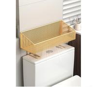Hasaller Modern 2 Tier Bathroom Shelf Over Toilet Storage Rack for Tissue and Essentials Space Saving Iron Organizer No Drill Mounting White Black Gold(Gold)