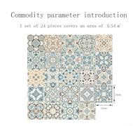 Hasaller Moroccan Tile Stickers 24Pcs Self Adhe-sive Wall Tiles Sticker Waterproof Oilproof Tile Sticker Peel and Sti-ck on Tile PVC Decorative Tiles for Kitchen Bathroom Living Room(15×15cm)
