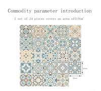 Hasaller Moroccan Tile Stickers 24Pcs Self Adhe-sive Wall Tiles Sticker Waterproof Oilproof Tile Sticker Peel and Sti-ck on Tile PVC Decorative Tiles for Kitchen Bathroom Living Room(20×20cm)