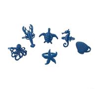 Hasaller Napkin Rings 6Pcs Marine Collection Napkin Rings Set Coastal Theme Napkins Holder Decorative Metal Napkins Ring Holder with Oceans Creatures Design Starfish Seahorse Shell Pattern(Blue)