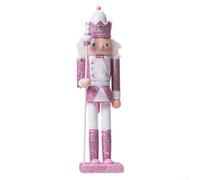 Hasaller Nutcracker Ornament 30cm Wooden Pink Nutcracker Sold-ier Christmas Decor Large Christmas Nutcracker Figure Ornaments Nutcracker Sold-ier Puppet Doll for Tradition Xmas Present Indoor Decor(A)