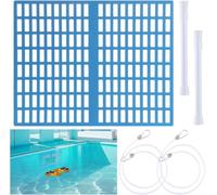 Hasaller Pool Skimmer Guard for Intex and Ground Pools, Blue Debris Shield with Telescopic Pole and Rope, Leaf Blocker Cover for 1.5 Inch Dual Male Skimmer, 42x33cm