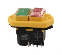 Hasaller Pushbutton Switch KLD-28A Electromagnetic Self-Locking Power Control AC250V 16A IP55 Protection with Red and Green Button for Motor Driven Tools PVC Casing 5 Pin Connecti