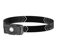 Hasaller Rechargeable LED Headlamp with Type-C Fast Charging 1200mAh Battery 5 Light Modes Infrared Sensor Waterproof for Night Fishing Camping Hiking Running White(Black)