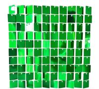 Hasaller Square Sequin Wall Panel Backdrop 30x30 cm for Wedding Birthday Party Anniversary Engagement Event Decoration with Reflective Sparkle Effect in Black Red Orange Green Ro(Green)