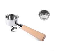 Hasaller Stainless Steel Dual Spout Espresso Handle 51mm for Italian Coffee Machine with Ergonomic Rosewood Grip 304 Material for Home Brewing Two Shots Simulta(B)
