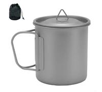 Hasaller Titanium Cups Camping Water Cup Lightweight Outdoor Travel Tea Coffee Single Layer Drinkware Ultralight Beer Cup Portable Camping Mug with Lid Foldable Handle(300ml)