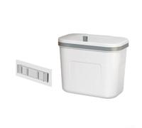 Hasaller Trash can for bathroom and kitchen with sliding cover and punch wall mounting, designed to save counter space and keep waste discreetly contained (8L Pearl White)