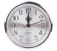 Hasaller Trim Clock Insert Mini Clock Insert 3-1/2Inch Round Quartz Clock Fit-up Movement Miniature Clock Gold Dial Gold Tone Bezel Arabic Numerals Fit 3.0inch Diameter Hole(Silver)