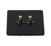 Hasaller Wall Switch Toggle Light Switch Stainless Steel Wall Toggle Light Switch Antique Brass Socket Panel Antique Switch Retro Toggle Switch(2 Gang)