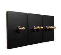 Hasaller Wall Switch Toggle Light Switch Stainless Steel Wall Toggle Light Switch Antique Brass Socket Panel Antique Switch Retro Toggle Switch(4 Gang)
