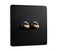 Hasaller Wall Toggle Light Switch 1-4 Gang 2 Way Black Toggle Light Switch Solid Copper Lever Antique Switch 86 Type Retro Toggle Switch 10A Dual Control Lever Toggle Switch(2 Gang)