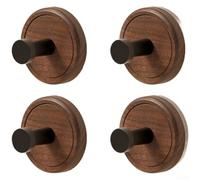 Hasaller Walnut Suction Cup Hook No Drill Wall Mount 3kg Load Capacity Strong Adhe-sive Bathroom Towel Holder for Smooth Surfaces Easy Install Heavy Duty Organizer Brown(Four)
