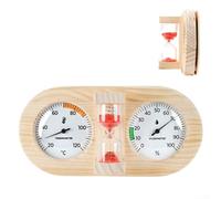 Hasaller Wooden Sauna Thermometer Hygrometer with 15-Minute Sand Timer for Room Bathroom Cafe and Restaurant(Red)