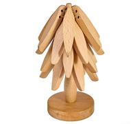 Hasaller Wooden Trivets for Hot Dishes Tree Shape Trivet Set Beech Wood Tree Shape Trivets Wooden Tree Coaster A Tree Beech Wood Ornaments Insulation Pad Table Mat Kitchen Table Decor(A)