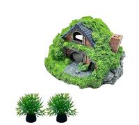 HASANBAY Aquarium Decor Resin Hobbit House Hideout Cave, Hollow Hole Shelter, Fish Tank Hut Ornaments, Mini Garden Landscaping Fish Tank Accessories for Betta