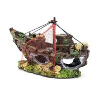HASANBAY Fish Tank Decoration, Aquarium Shipwreck Fish Tank Pirate Ship, Resin Sunken Ship Fish Tank Accessories for Betta Fish, Wrecked Ship Fish Hideout Cave Freshwater Saltwater Tank Ornaments