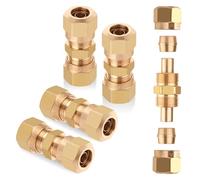 HaSaoMoi D.O.T Brass Compression Straight Union Fittings, 3/8" Air Compression Union for Nylon Tubings (Pack 4)