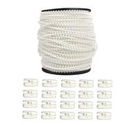 HASAYAKI Curtain Beaded Chain Cord, 100m / roll Beaded Pull Strings with 20 Connectors, Repair for Roller Blinds Shades - White