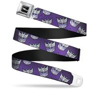 Hasbro Belt, Seatbelt Buckle Belt, Transformers Decepticons Icon Scattered Grids Purples, Adjustable, Purple, Adult XL (34"-52")