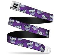 Hasbro Belt, Seatbelt Buckle Belt, Transformers Decepticons Icon Scattered Grids Purples, Adjustable, Purple, 3.81 cm Wide