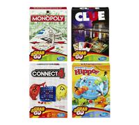 Hasbro Family Grab and Go Variety Pack Bundle Clue Monopoly Connect 4 and Hungry Hungry Hippos Travel Sized Board Games 4 It